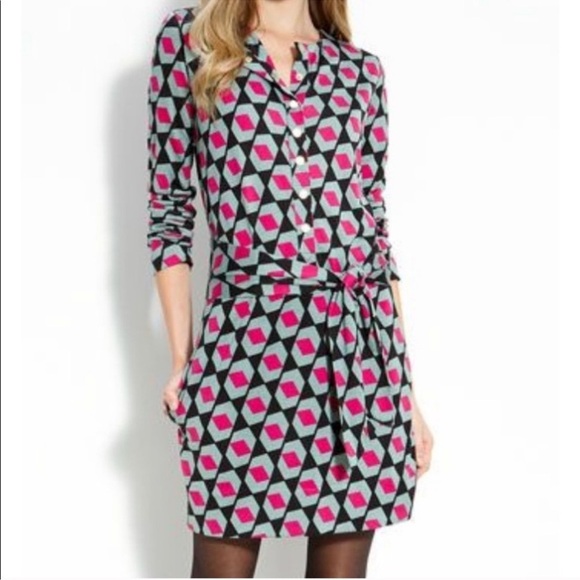 EUC - Diane Von Furstenberg - Emsley Geometric Print Dress - size 4 - Picture 1 of 6